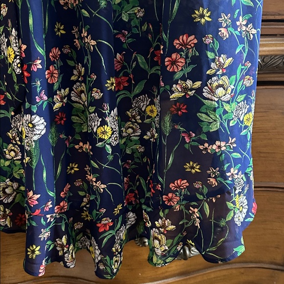 Jonathan Martin Like NEW Elegant Flow Floral High Low Dress - Navy Green Yellow - Picture 9 of 10